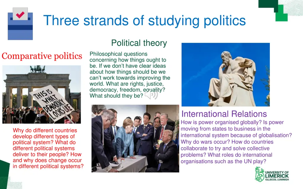 three strands of studying politics