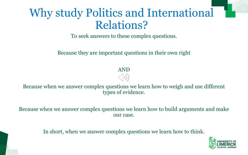 why study politics and international relations