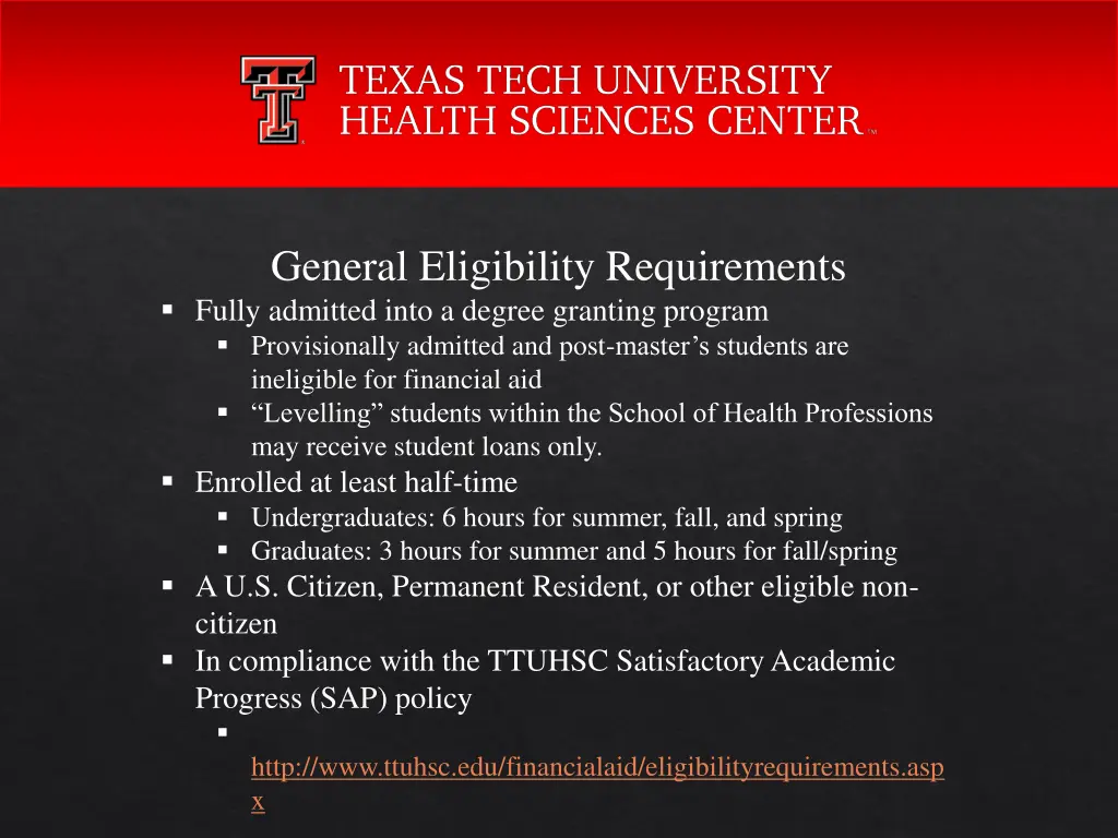general eligibility requirements fully admitted
