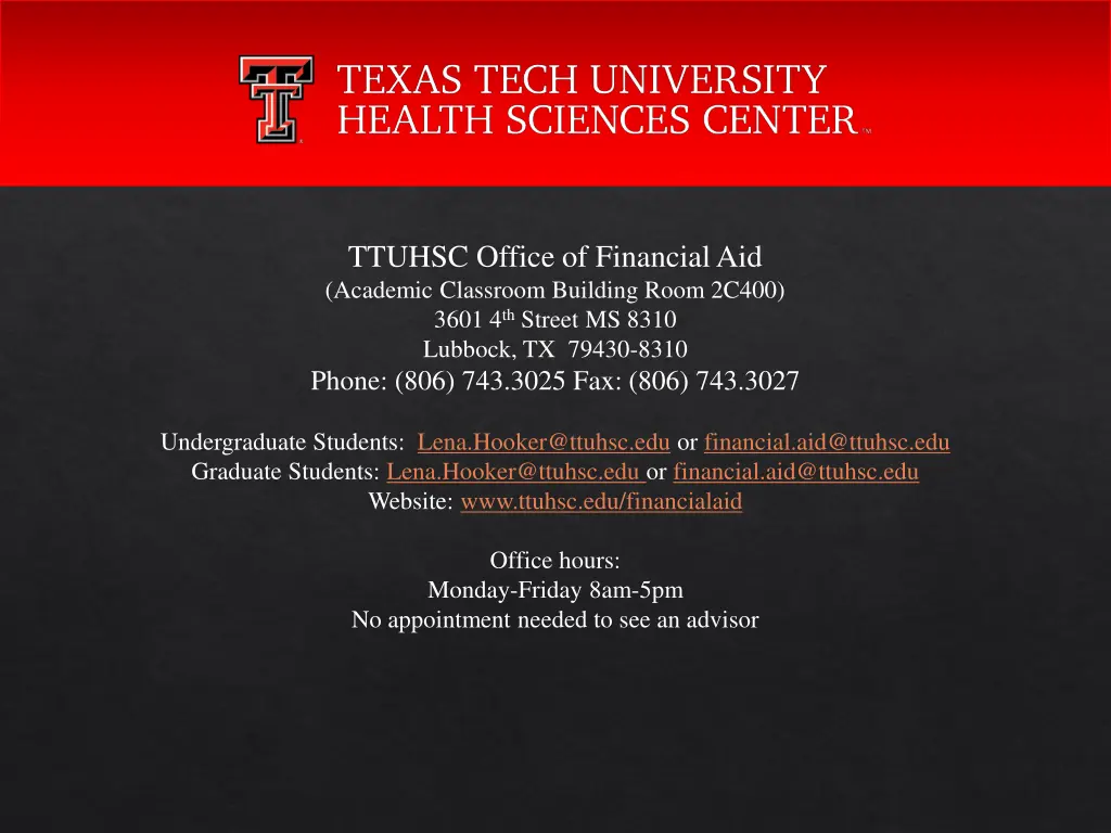 ttuhsc office of financial aid academic classroom
