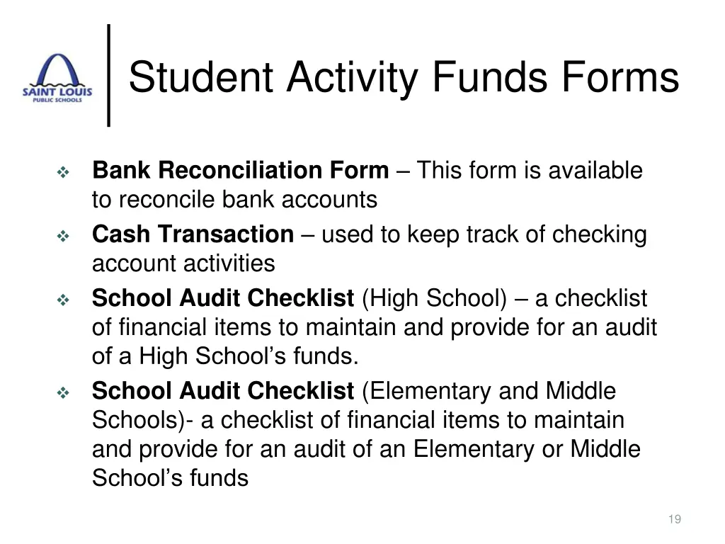 student activity funds forms
