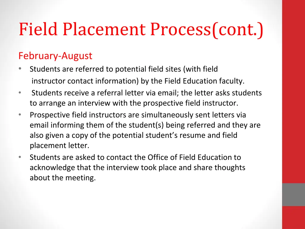 field placement process cont 1