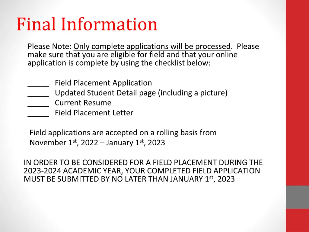 final information