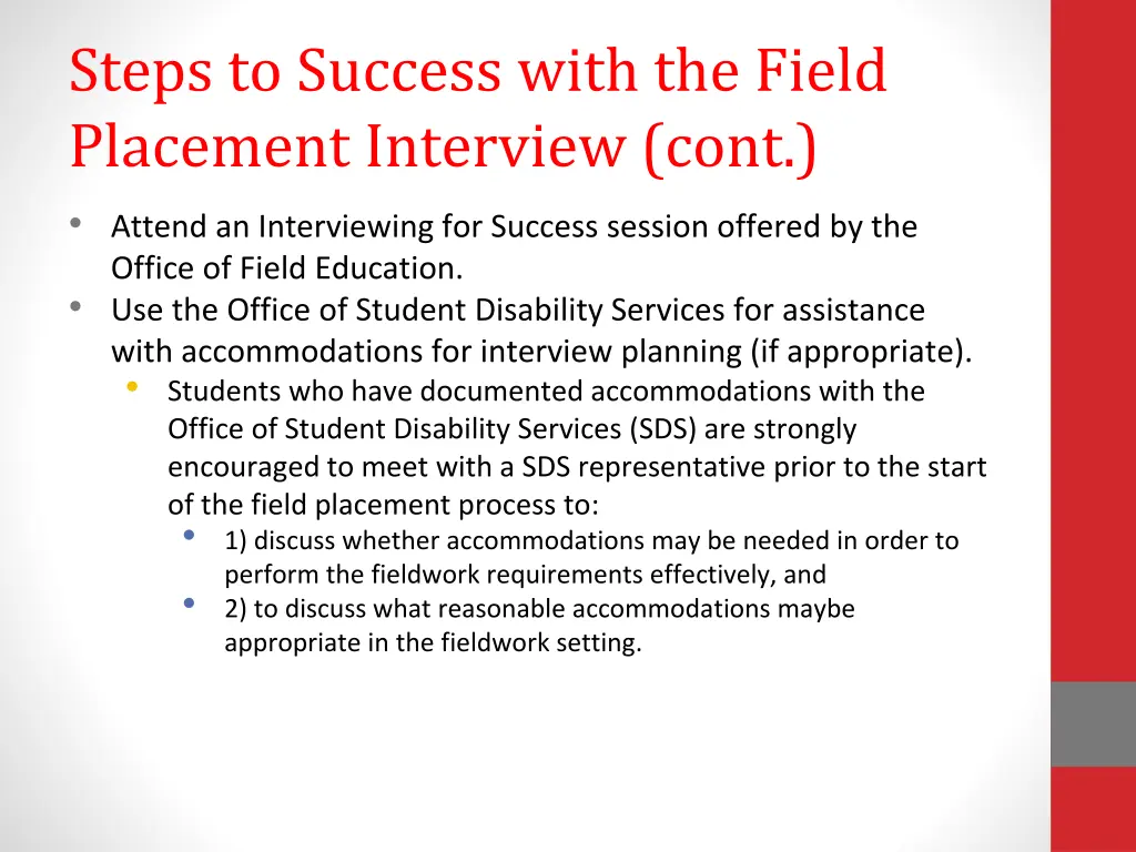 steps to success with the field placement 1