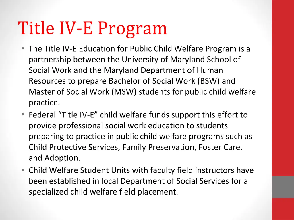 title iv e program