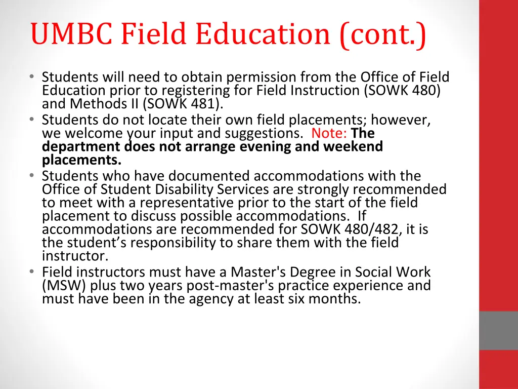 umbc field education cont 1