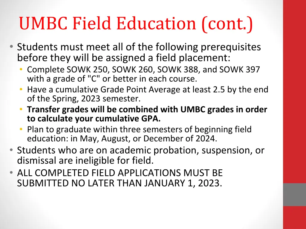 umbc field education cont