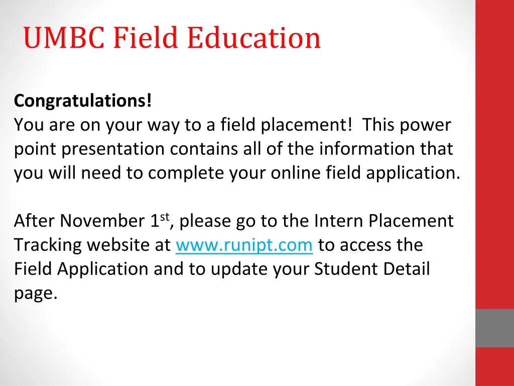 umbc field education