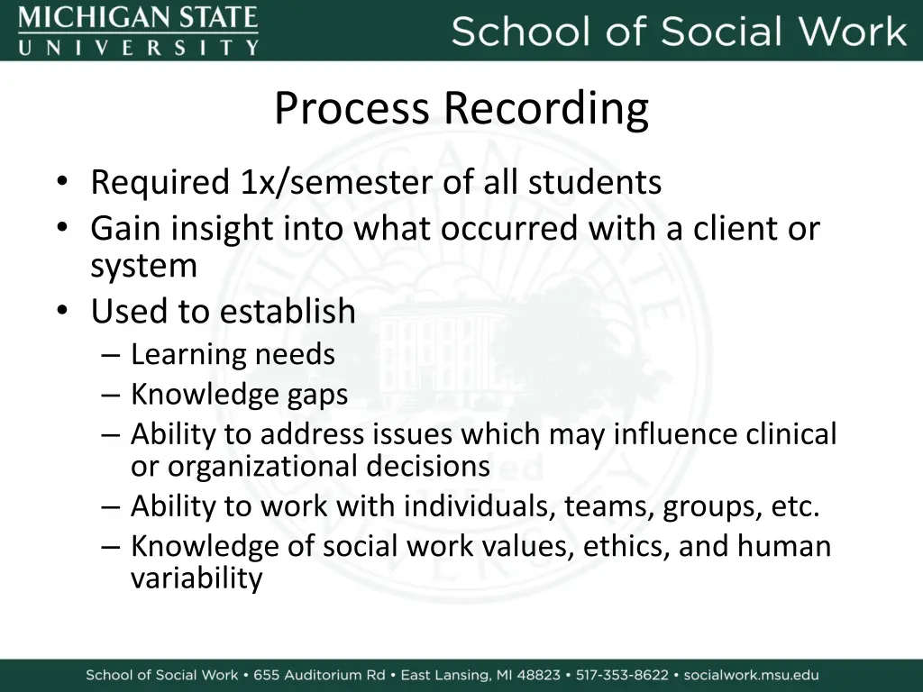 process recording