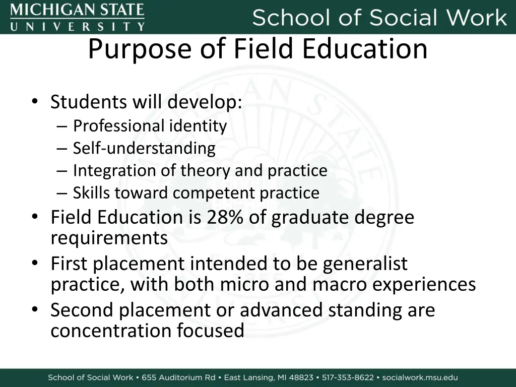 purpose of field education