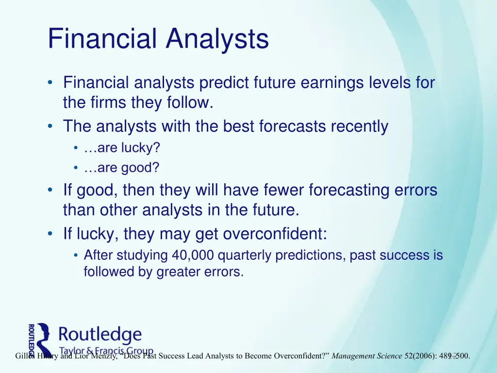 financial analysts