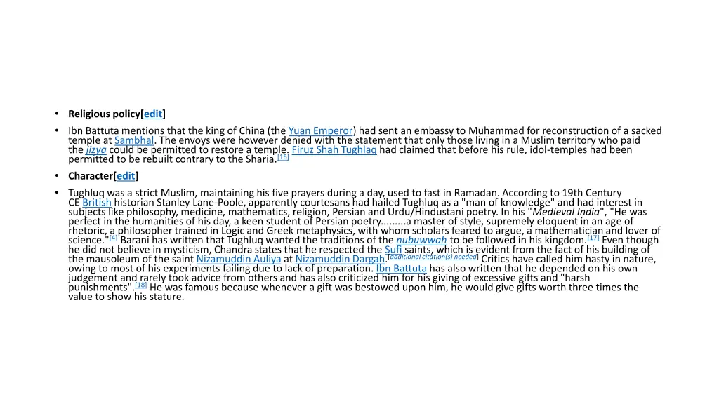religious policy edit ibn battuta mentions that