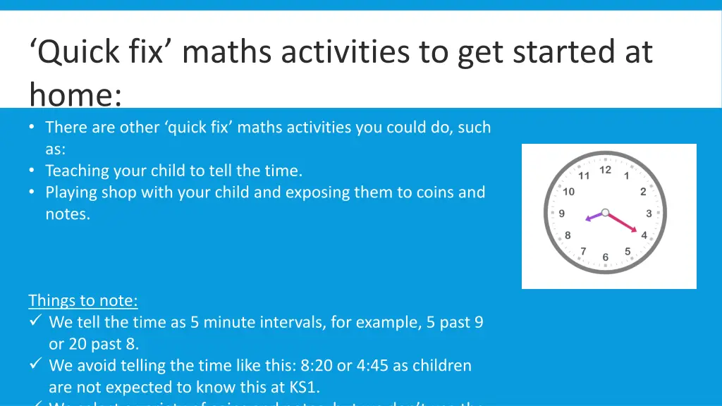 quick fix maths activities to get started at home
