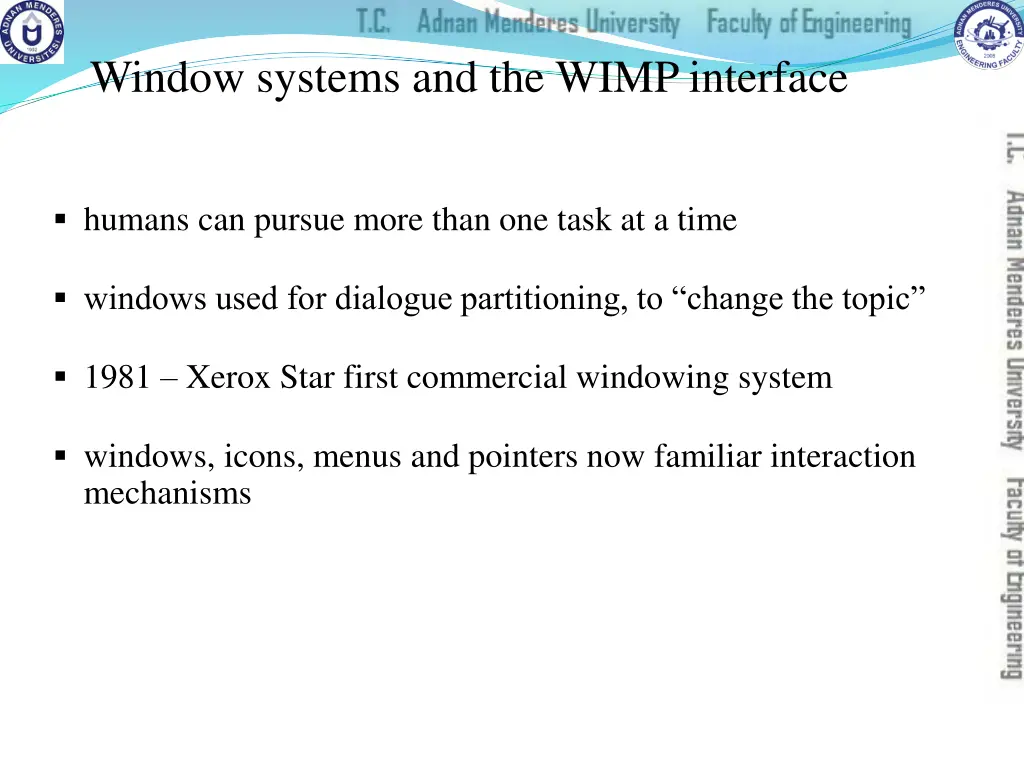 window systems and the wimp interface