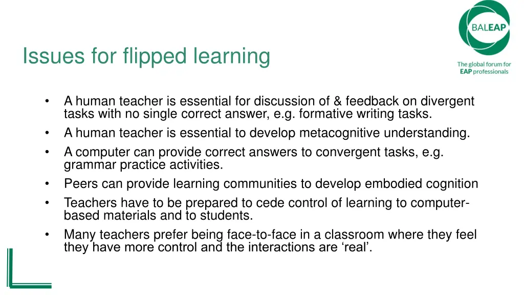 issues for flipped learning