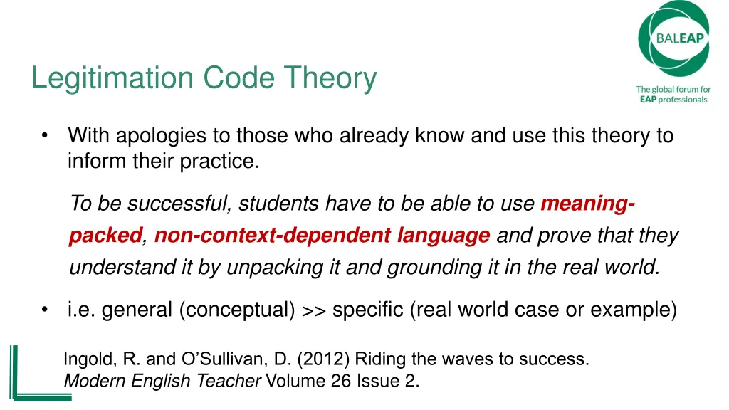 legitimation code theory