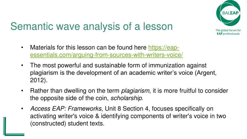 semantic wave analysis of a lesson