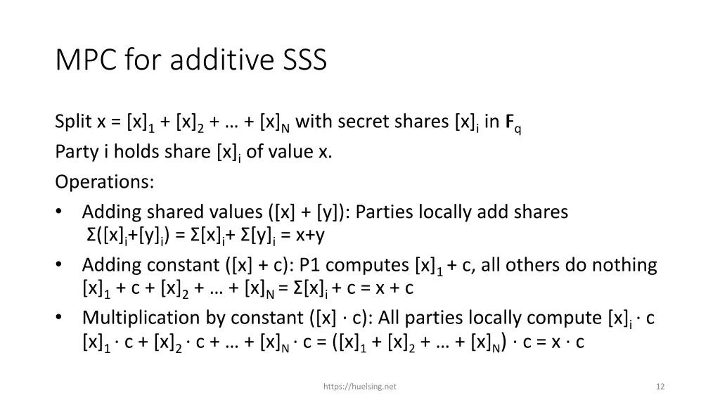 mpc for additive sss