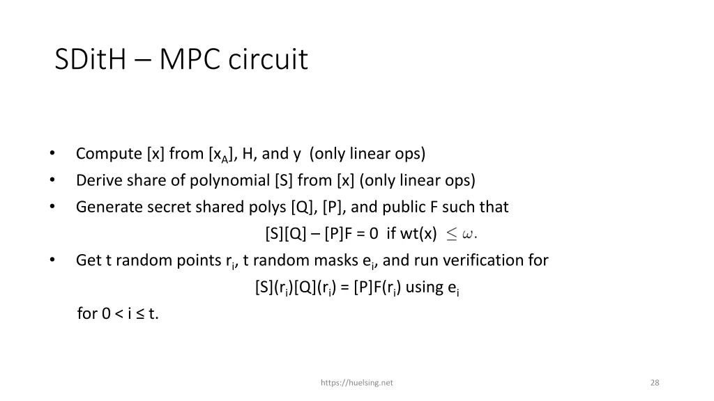 sdith mpc circuit
