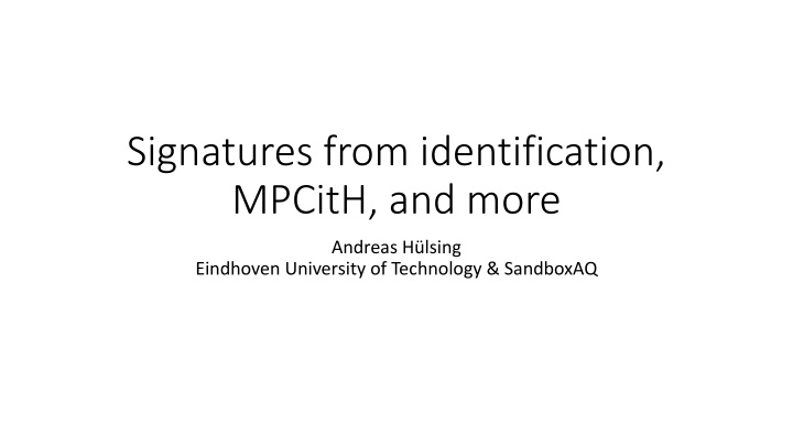 signatures from identification mpcith and more