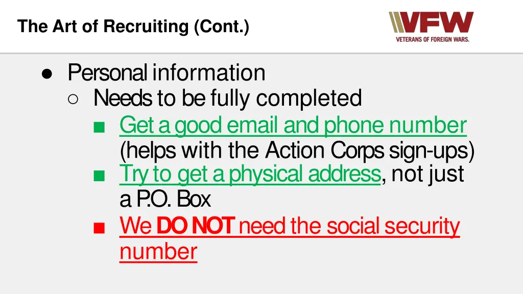 the art of recruiting cont 8