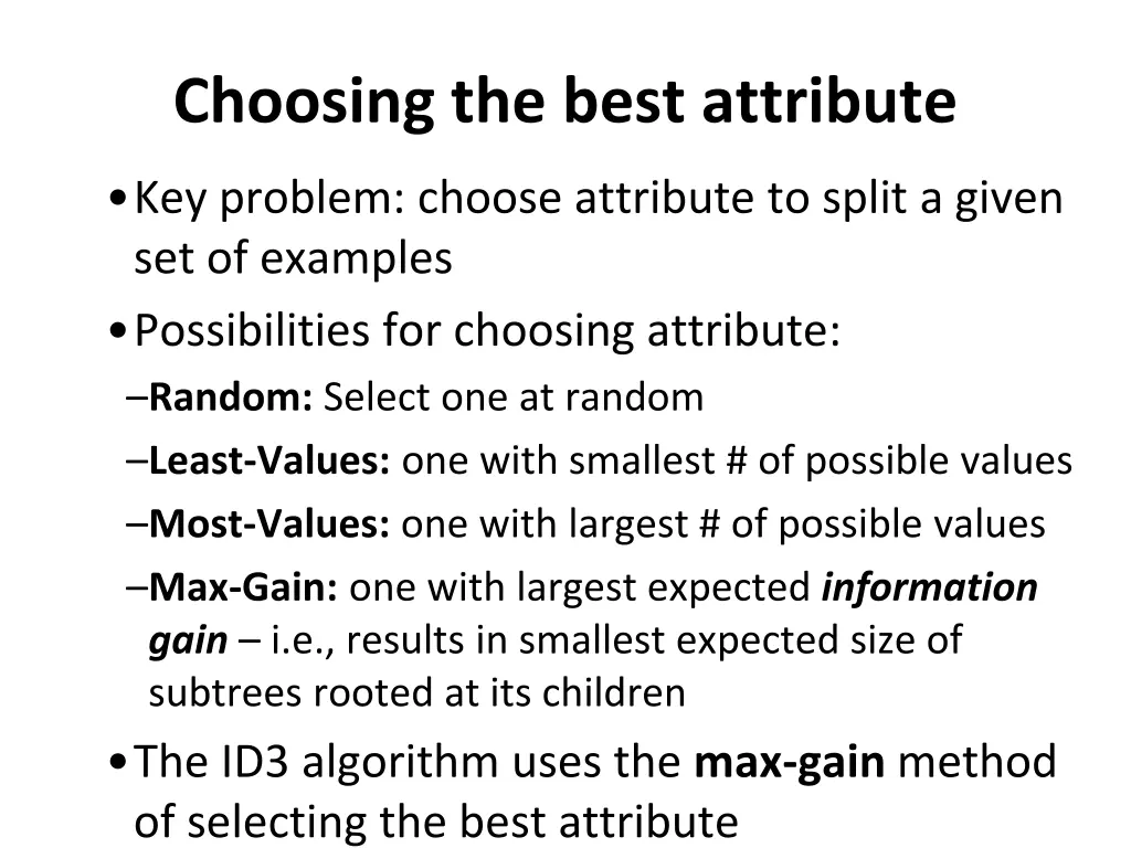 choosing the best attribute