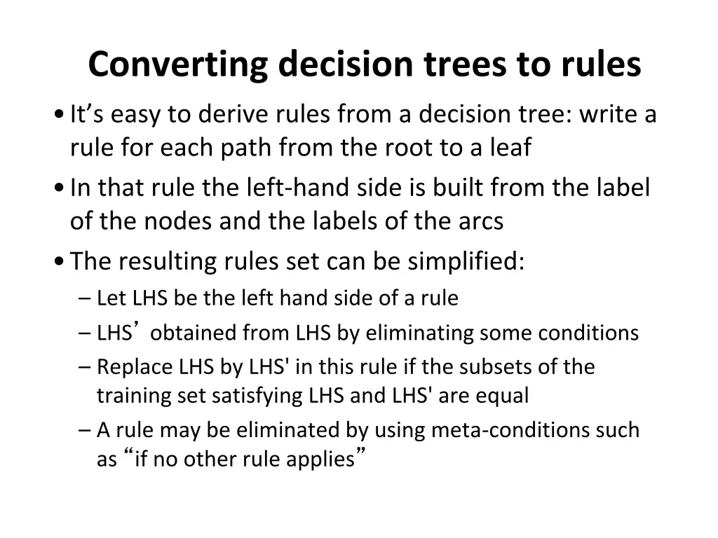 converting decision trees to rules