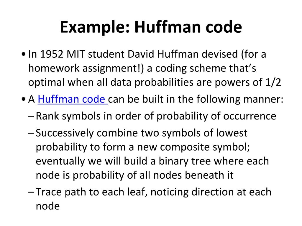 example huffman code