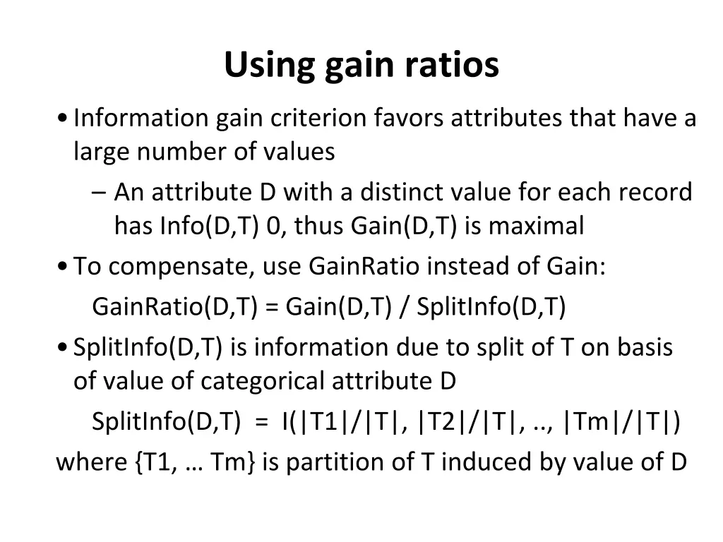using gain ratios