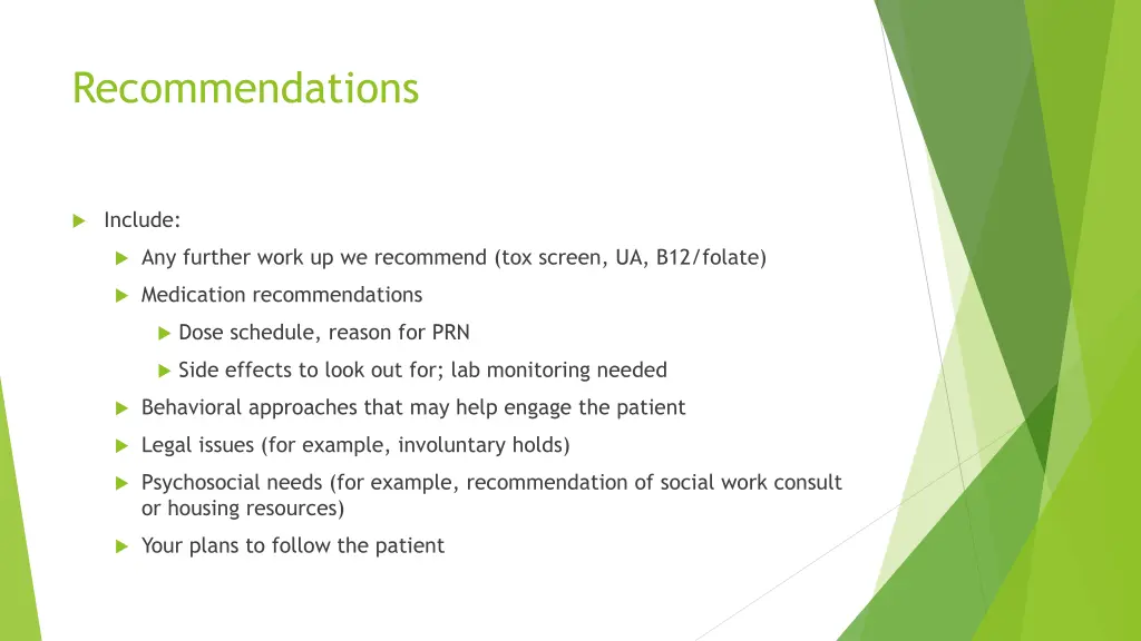 recommendations