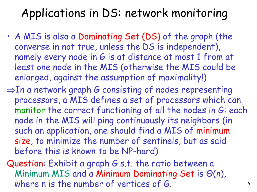 applications in ds network monitoring