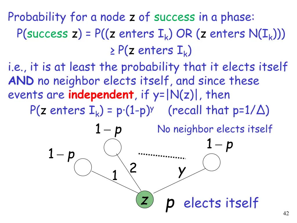 probability for a node z of success in a phase