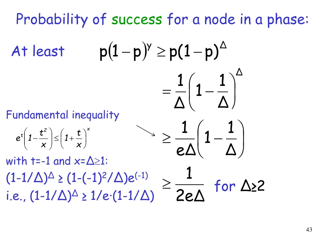 probability of success for a node in a phase