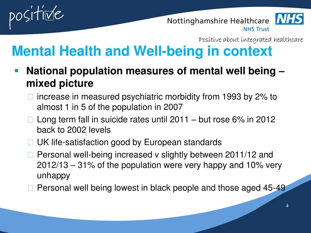 mental health and well being in context