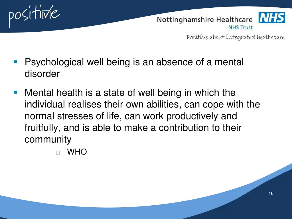 psychological well being is an absence
