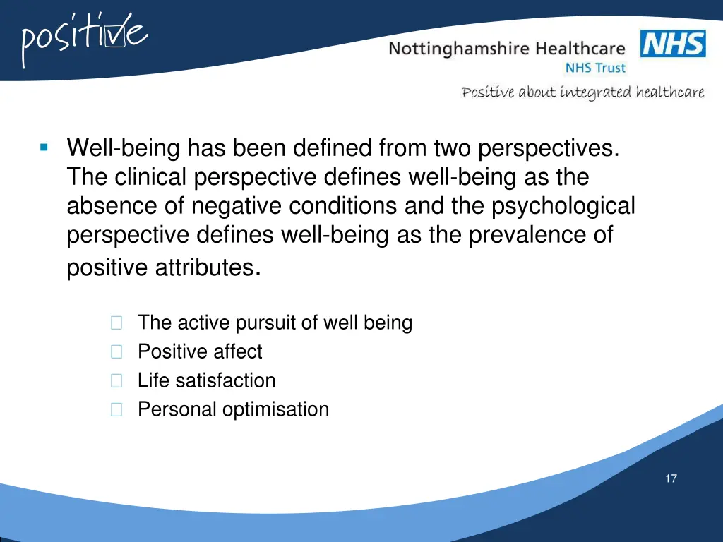 well being has been defined from two perspectives