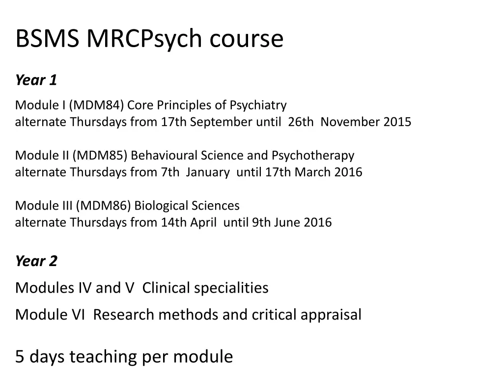 bsms mrcpsych course 1