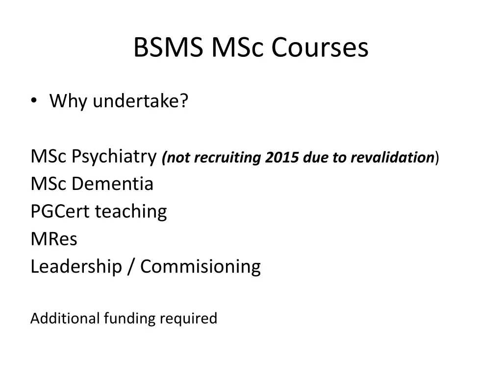 bsms msc courses