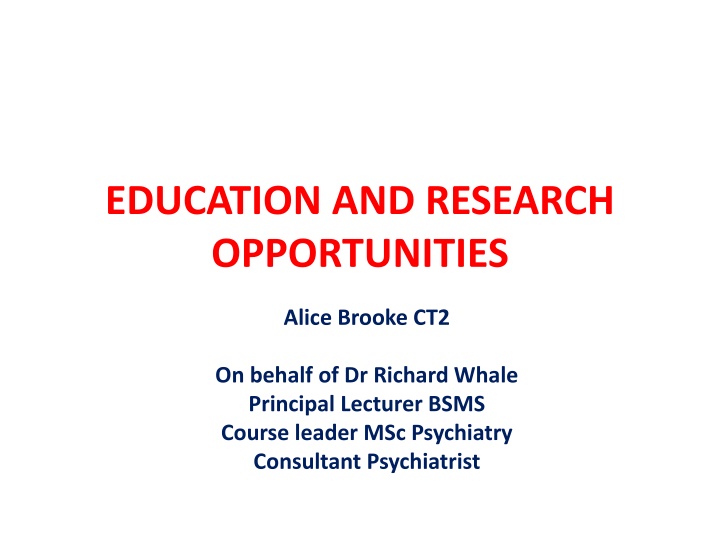 education and research opportunities