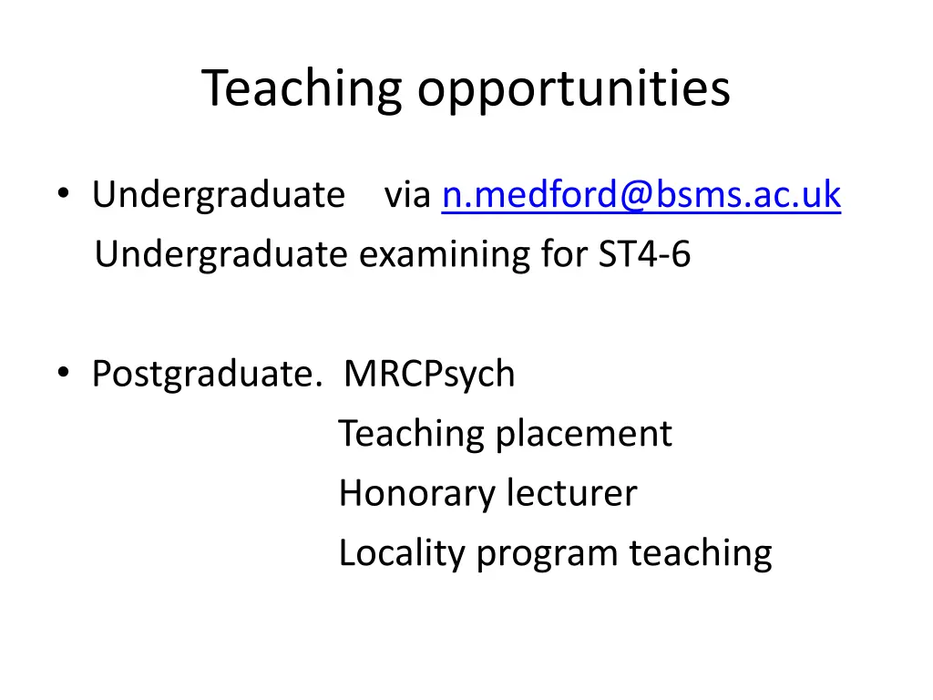 teaching opportunities