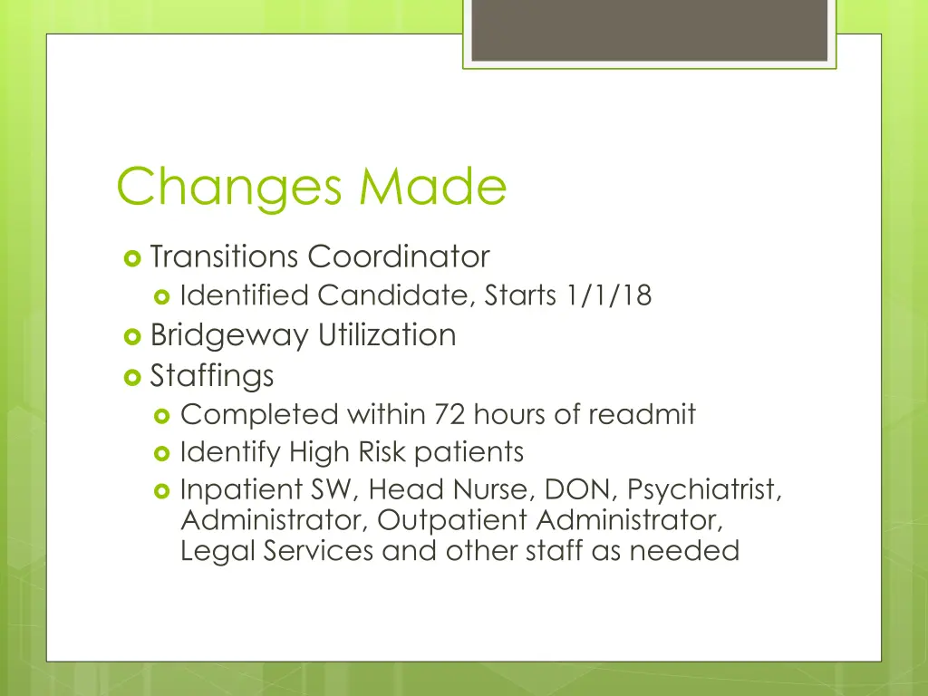 changes made