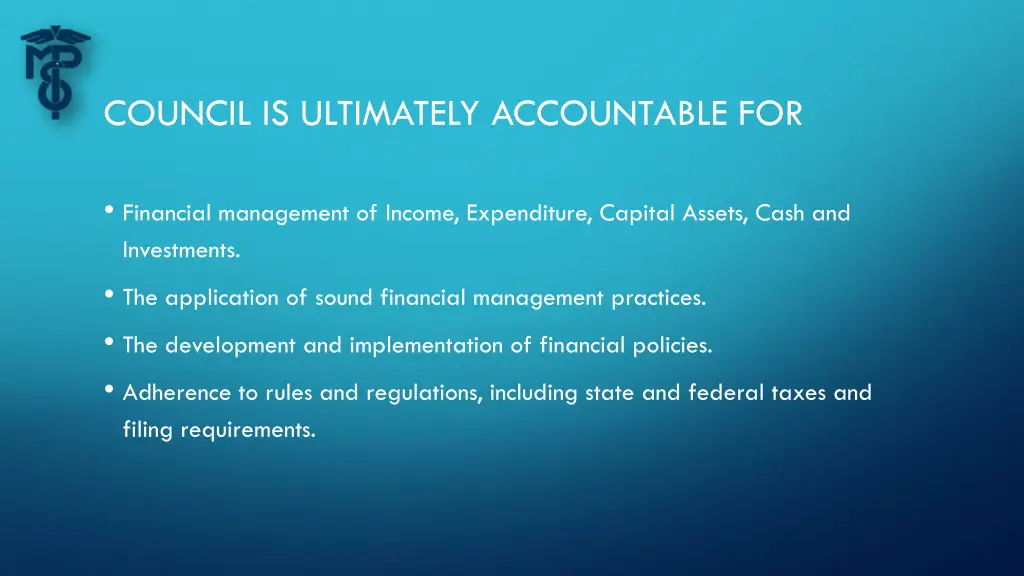 council is ultimately accountable for