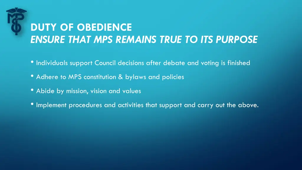 duty of obedience ensure that mps remains true