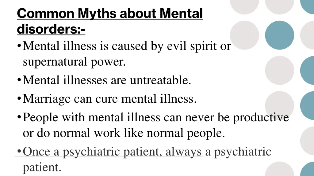 common myths about mental disorders mental