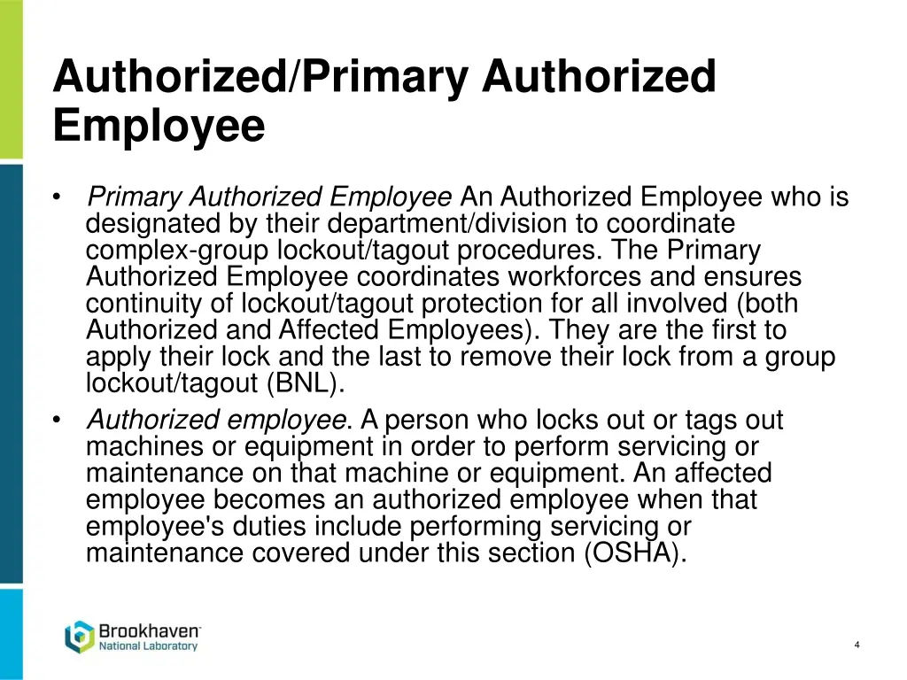 authorized primary authorized employee