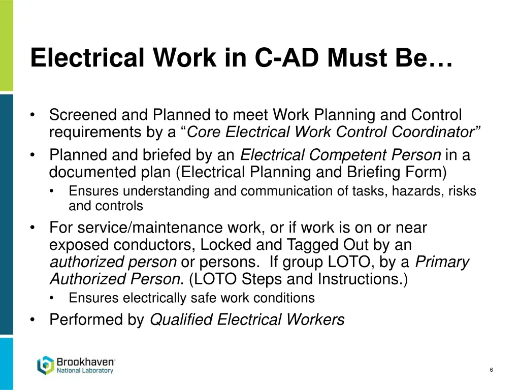 electrical work in c ad must be