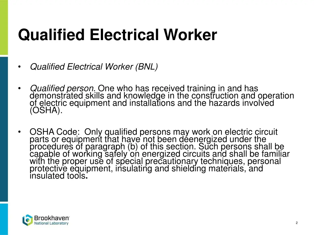 qualified electrical worker