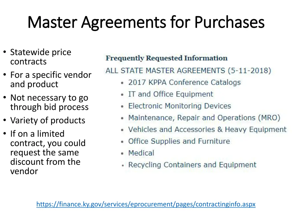 master agreements for purchases master agreements