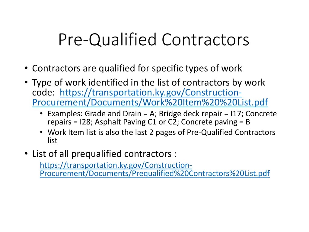pre qualified contractors