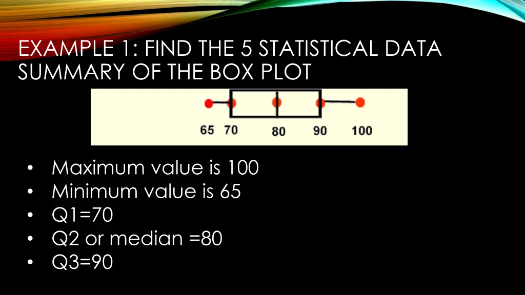 example 1 find the 5 statistical data summary